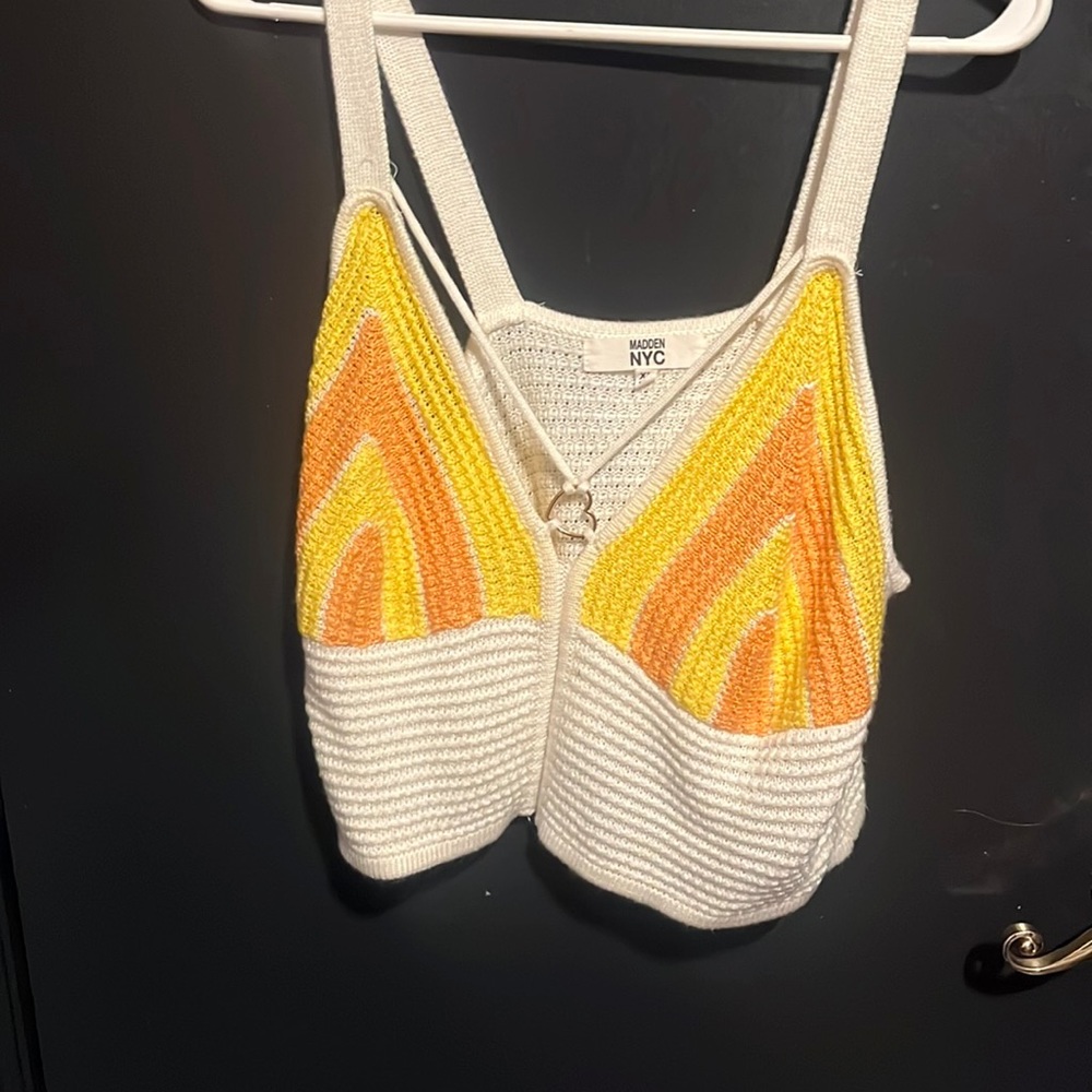 Madden NYC Y2K heart ring crochet top- Size XL